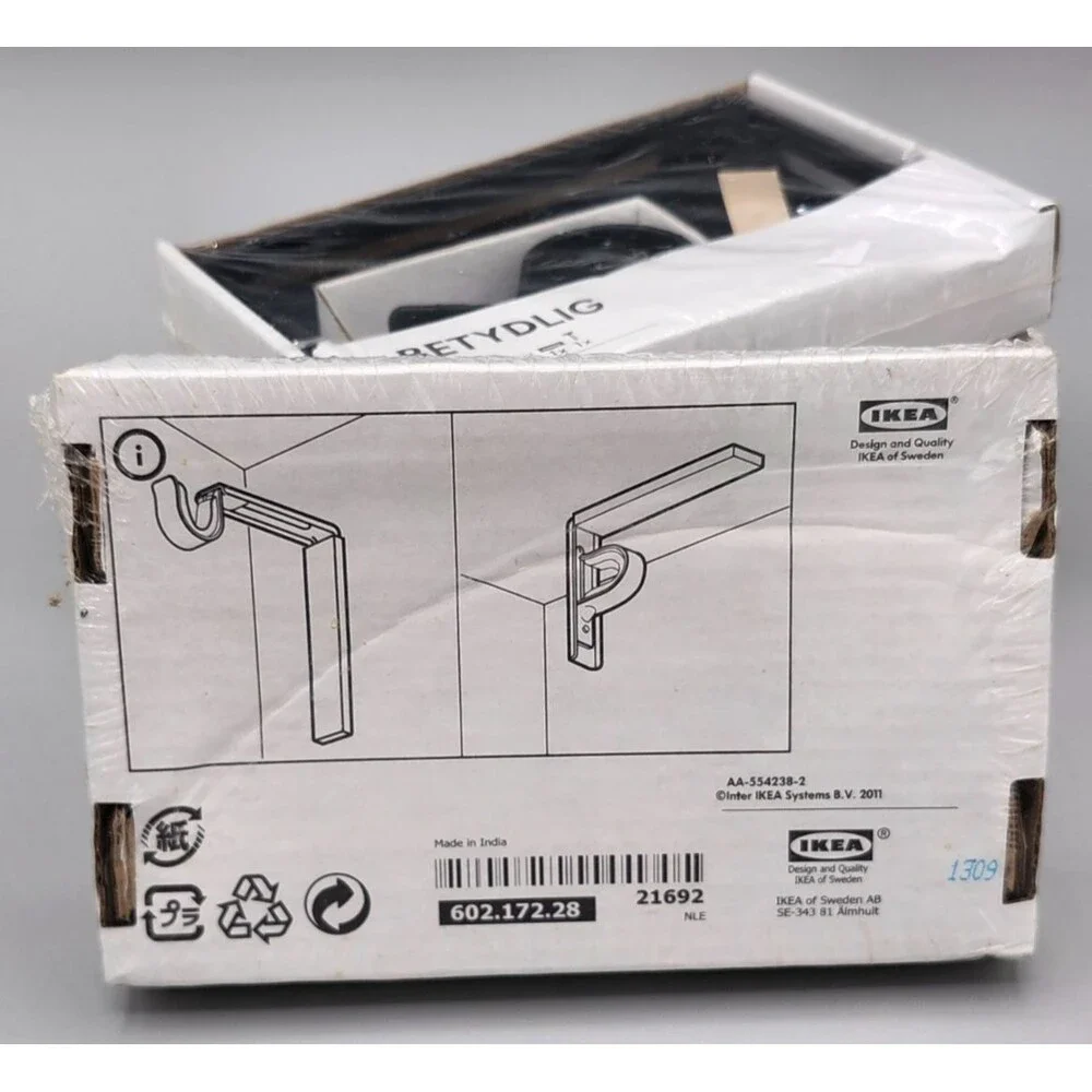 Set of 4 IKEA Betydlig Curtain Rod Holders Brackets Black 602.172.28